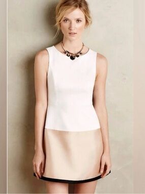 ANTHROPOLOGIE Maeve Sleeveless Gold Dipped Mini Formal Cocktail Dress Size 6